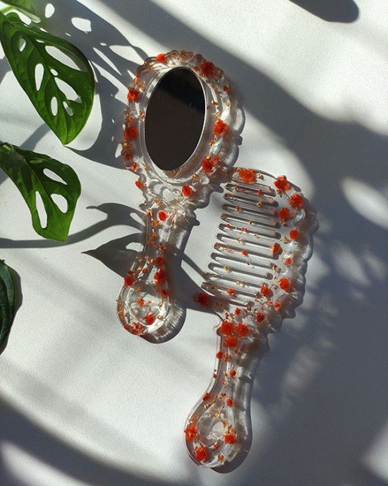 Χειροποίητο χτένα και καθρεφτάκι -LAMPYADA- 