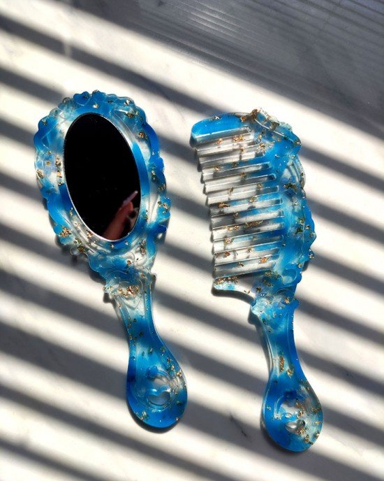 Χειροποίητα χτένα και καθρεφτάκι -NAIADA-