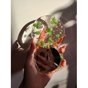 Χειροποίητο καθρεφτάκι -PETALUNE- Υγρό γυαλί