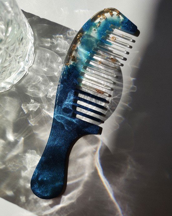 Χειροποίητη Χτένα -AZURA- από υγρό γυαλί