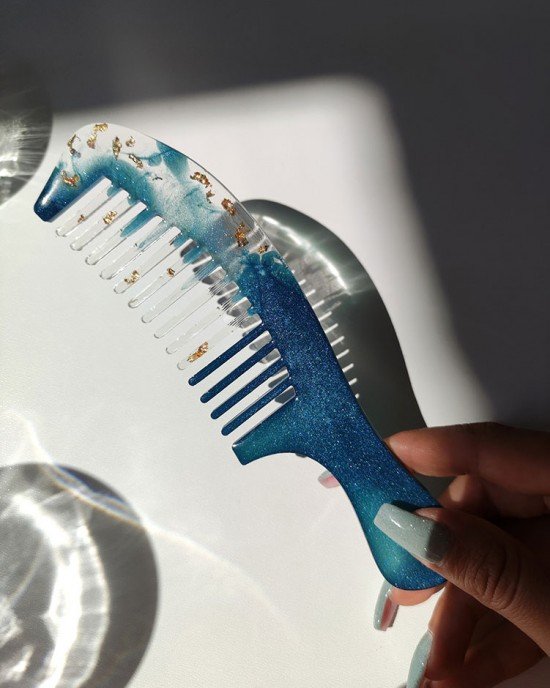 Χειροποίητη Χτένα -AZURA- από υγρό γυαλί