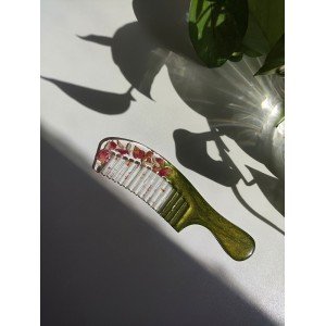 Χειροποίητη Χτένα -FLORA- από υγρό γυαλί