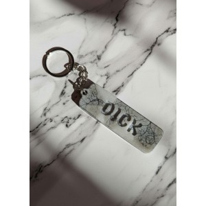 Χειροποίητο Μπρελόκ "DICK" Άσπρο & γκρί