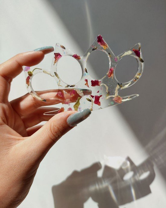 Χειροποίητη Ρητινογροθιά -FAYLISSE- με μύτες, από υγρό γυαλί