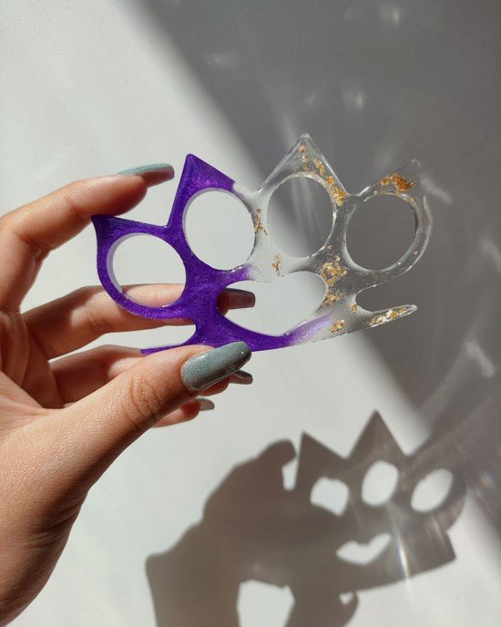 Χειροποίητη Ρητινογροθιά -LILA- με μύτες, από υγρό γυαλί