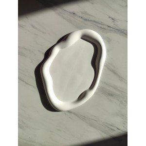 Χειροποίητος Δίσκος πορσελάνης -ALOURA- λευκό