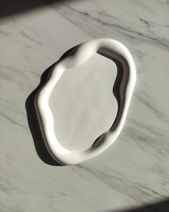 Χειροποίητος Δίσκος πορσελάνης -ALOURA- λευκό