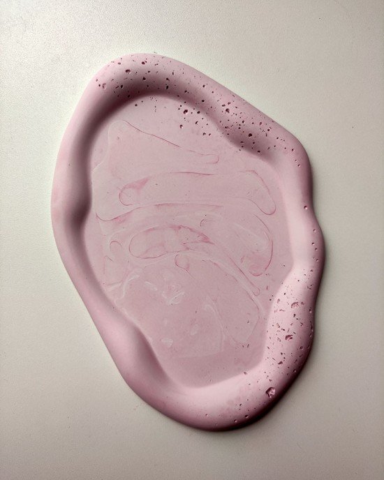 Χειροποίητος Δίσκος πορσελάνης -CALORA- ροζ