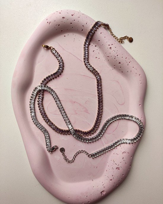 Χειροποίητος Δίσκος πορσελάνης -CALORA- ροζ