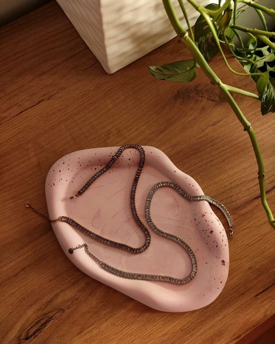 Χειροποίητος Δίσκος πορσελάνης -CALORA- ροζ