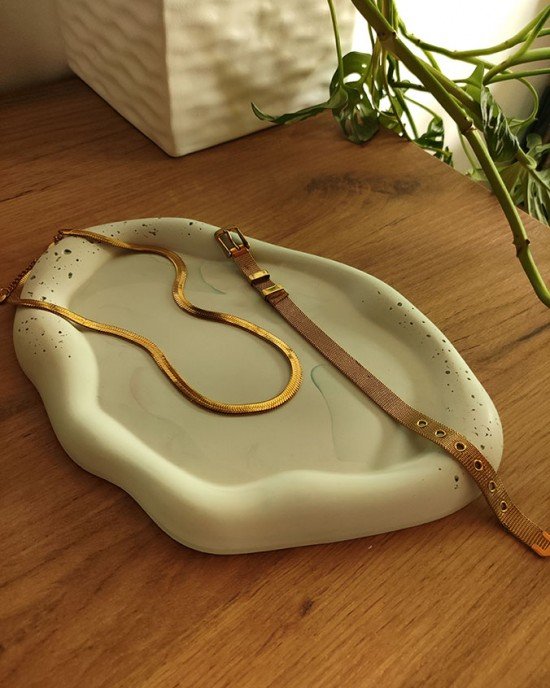 Χειροποίητος Δίσκος πορσελάνης -ELOWEN- λαχανί