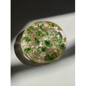 Χειροποίητος Δίσκος δαχτυλιδιών -FLORISSE- υγρό γυαλι, λουλούδια