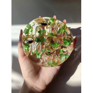 Χειροποίητος Δίσκος δαχτυλιδιών -FLORISSE- υγρό γυαλι, λουλούδια