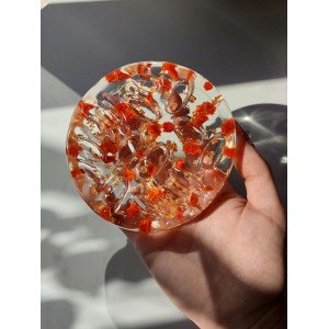 Χειροποίητος Δίσκος δαχτυλιδιών -SORALIE- υγρό γυαλί, λουλούδια