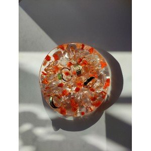 Χειροποίητος Δίσκος δαχτυλιδιών -SORALIE- υγρό γυαλί, λουλούδια