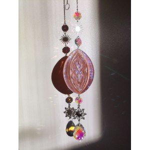 Χειροποίητο Suncatcher -ROSE CHAMPAGNE V- υγρό γυαλί