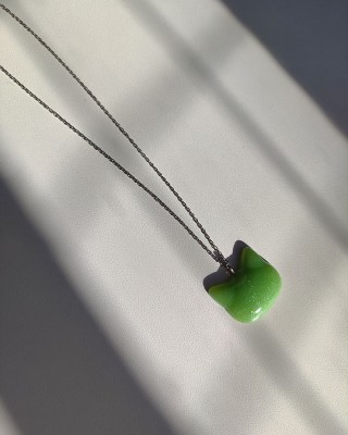 Χειροποίητο κολιέ -GREEN CAT- 