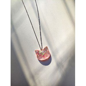 Χειροποίητο κολιέ -PINK GLITTER-