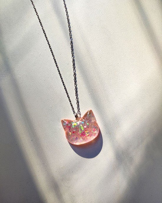 Χειροποίητο κολιέ -PINK GLITTER-