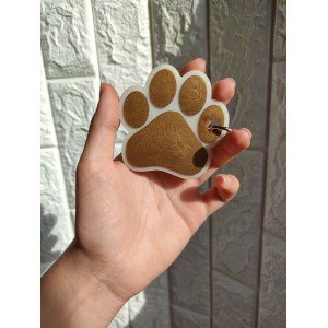 Χειροποίητο πατουσάκι μπρελόκ απο υγρό γυαλί - λευκό - χρυσό