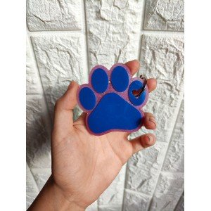 Χειροποίητο πατουσάκι μπρελόκ απο υγρό γυαλί - μπλέ - μωβ