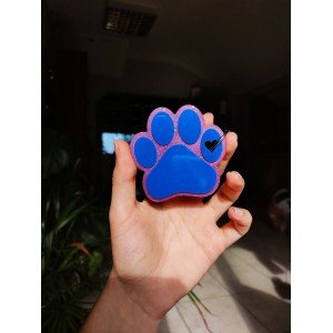 Χειροποίητο πατουσάκι μπρελόκ απο υγρό γυαλί - μπλέ - μωβ