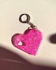 Χειροποίητο μπρελοκ καρδιά - ροζ γκλίτερ- υγρό γυαλί