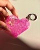 Χειροποίητο μπρελοκ καρδιά - ροζ γκλίτερ- υγρό γυαλί