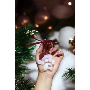 Σετ 3 χριστουγεννιάτικα στολίδια -  XMAS PAW - Ρητίνη