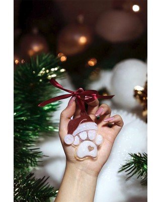 Σετ 3 χριστουγεννιάτικα στολίδια -  XMAS PAW - Ρητίνη