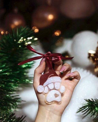 Σετ 3 χριστουγεννιάτικα στολίδια -  XMAS PAW - Ρητίνη