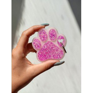 Χειροποίητο Πατουσάκι μπρελόκ απο υγρό γυαλί - άσπρο - μαύρο