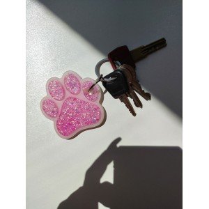 Χειροποίητο Πατουσάκι μπρελόκ απο υγρό γυαλί - άσπρο - μαύρο