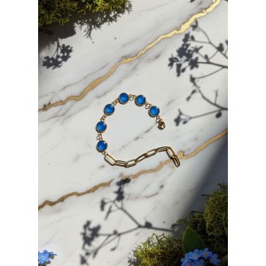 Χειροποίητο βραχιόλι -NYMELIA BLUE- Χρυσό