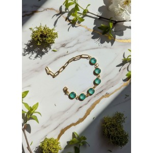 Χειροποίητο βραχιόλι -NYMELIA LIGHT GREEN- Χρυσό