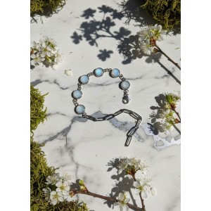 Χειροποίητο βραχιόλι -NYMELIA LIGHT BLUE- Ασημί