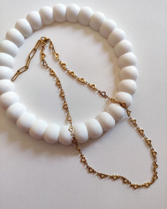 Αλυσίδα -GOLD HEART- Ανοξείδωτο ατσάλι