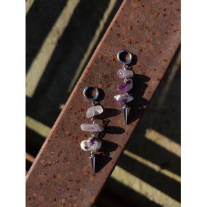 Χειροποίητα Σκουλαρίκια -AMARA- υγρό γυαλί, λουλούδι