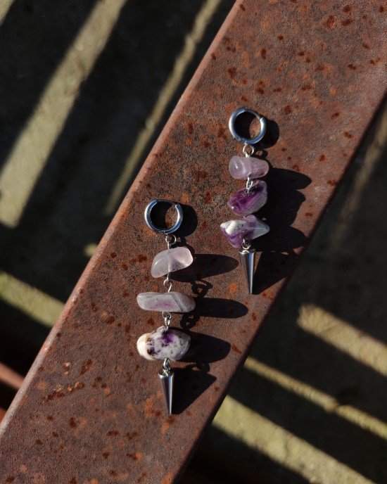 Χειροποίητα Σκουλαρίκια -AMARA- υγρό γυαλί, λουλούδι