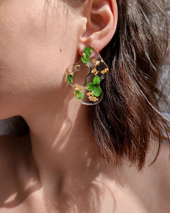 Χειροποίητα Σκουλαρίκια -CLOVERLYN- υγρό γυαλί