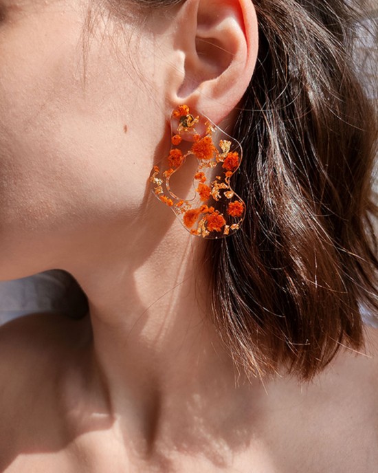 Χειροποίητα Σκουλαρίκια -DANDELION- υγρό γυαλί