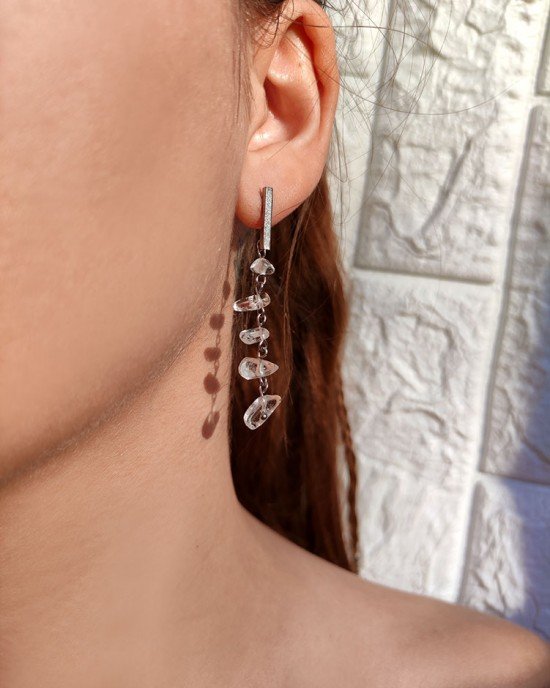 Χειροποίητα Σκουλαρίκια -ELYNDRA- διάφανος χαλαζίας