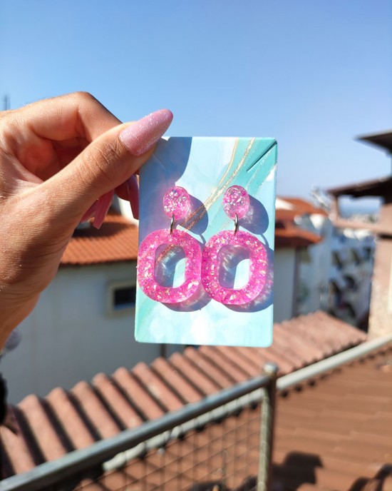 Χειροποίητα Σκουλαρίκια -GLITERA- υγρό γυαλί