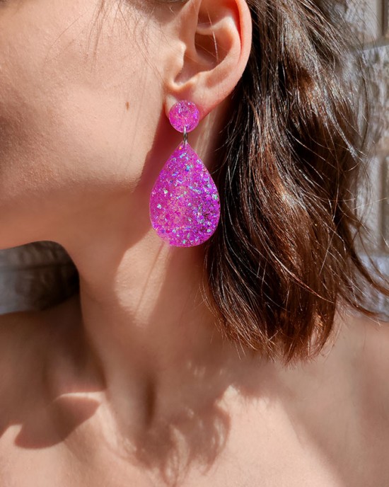 Χειροποίητα Σκουλαρίκια -GLITTERA- υγρό γυαλί