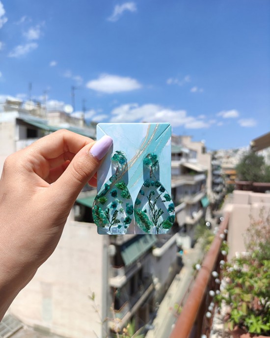 Χειροποίητα Σκουλαρίκια -LIDEN- υγρό γυαλί