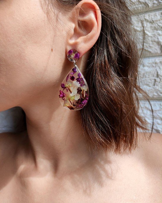 Χειροποίητα Σκουλαρίκια -LIDESSA- υγρό γυαλί