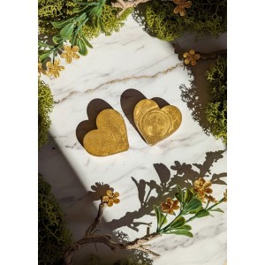 Χειροποίητα Σκουλαρίκια -GOLD HEART- υγρό γυαλί