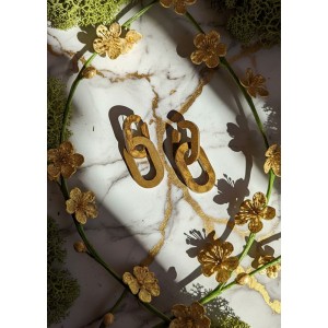 Χειροποίητα Σκουλαρίκια -GOLD CHAIN- υγρό γυαλί