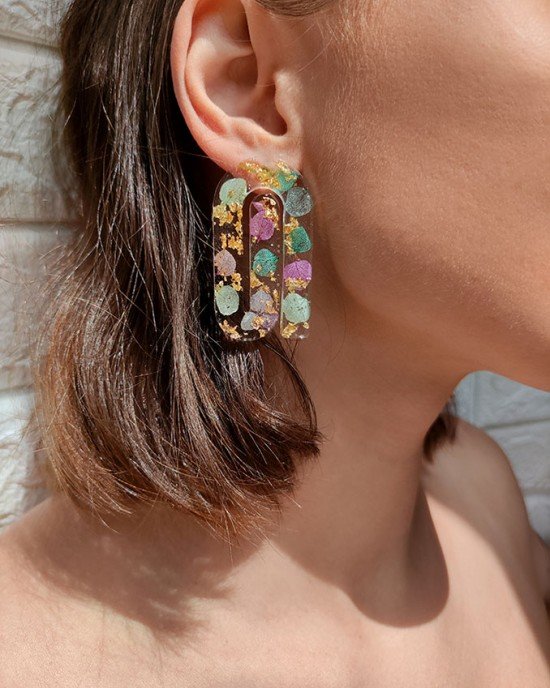 Χειροποίητα Σκουλαρίκια -RAYLA- υγρό γυαλί