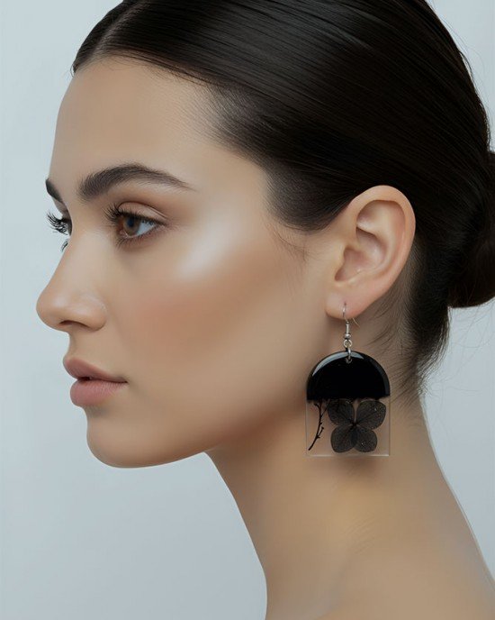 Χειροποίητα Σκουλαρίκια -TENEBRIA- υγρό γυαλί